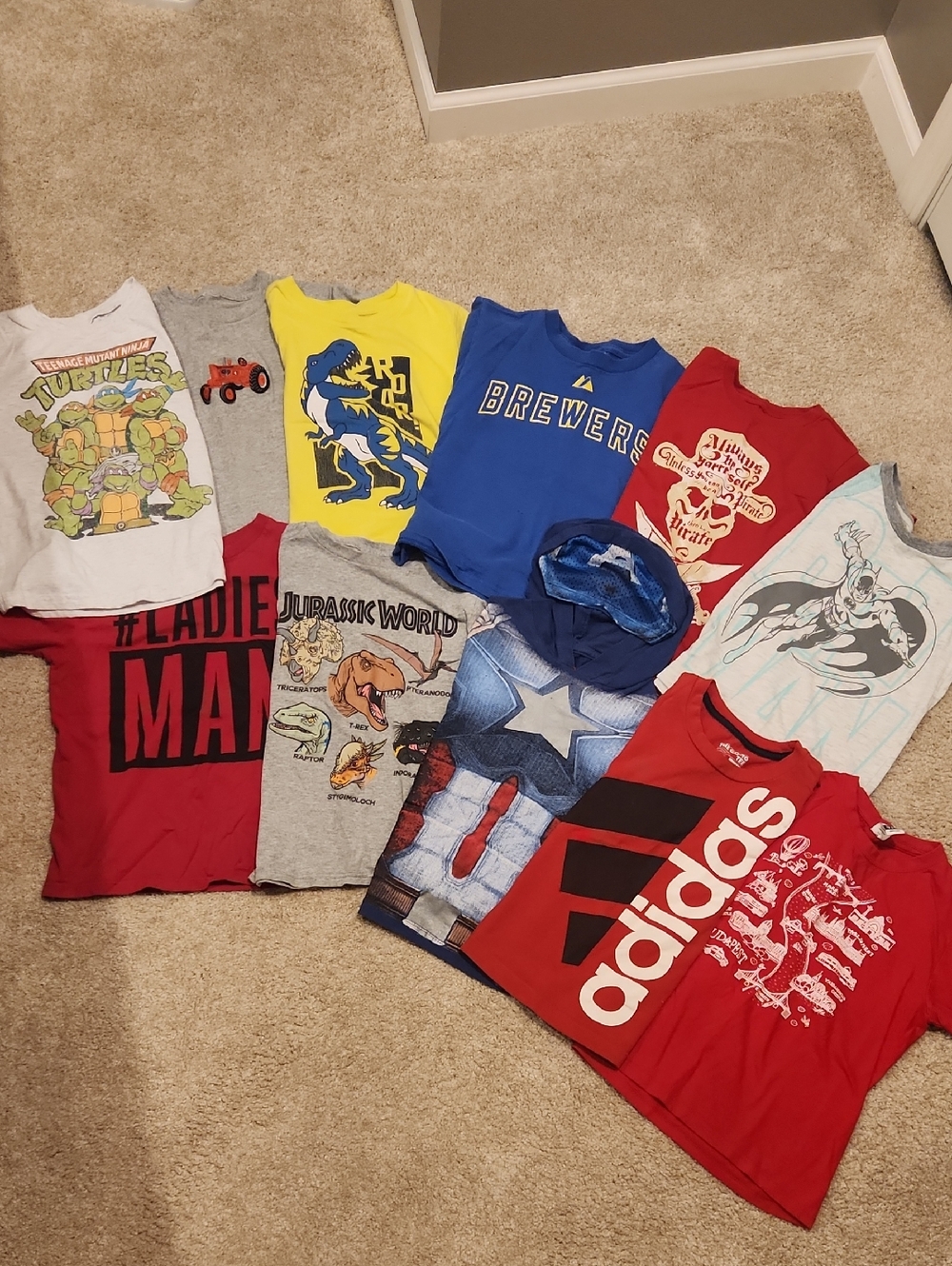 Assorted Boys' Graphic Tee Bundle - Red, Blue, Yellow, Gray, White